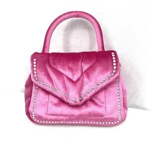 Skinnydip London Leo Velvet Bling Small Tote Bag Pink Silver